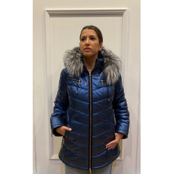 Parka azul nacarado con...